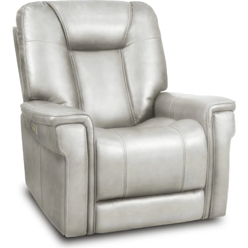 Sanibel Power Recliner w/ Lay Flat, Head Rest & Lumbar in Dove Gray Top Grain Leather